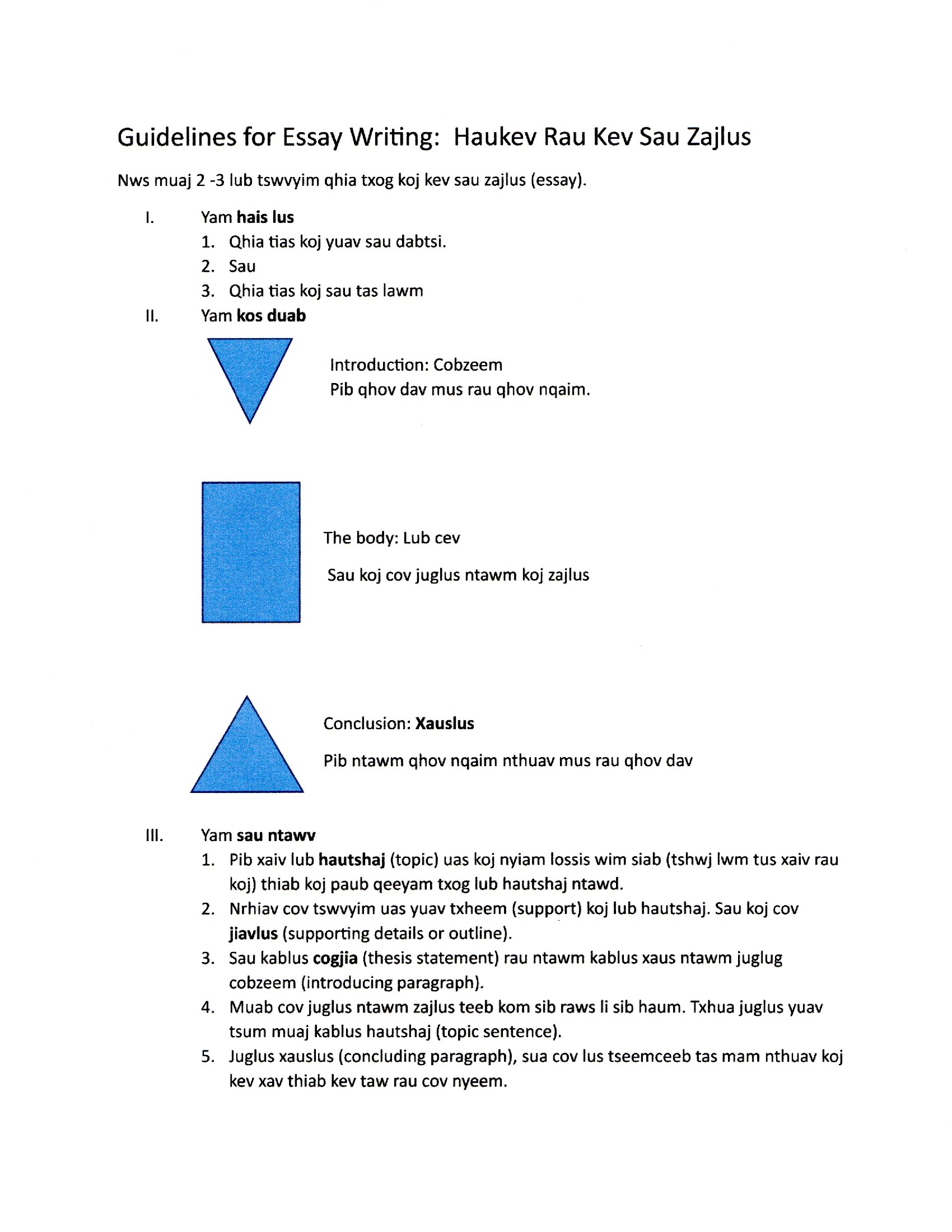 Guide for writing